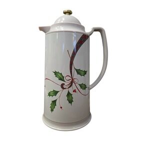 Lenox Holiday Nouveau Thermal Carafe Glass Lined Coffee Server Holly Tartan
